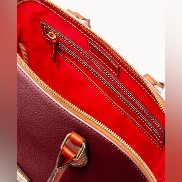 NWT $279 Dooney & Bourke Pebble Grain Zip Zip Satchel in Bordeaux - Picture 5 of 17